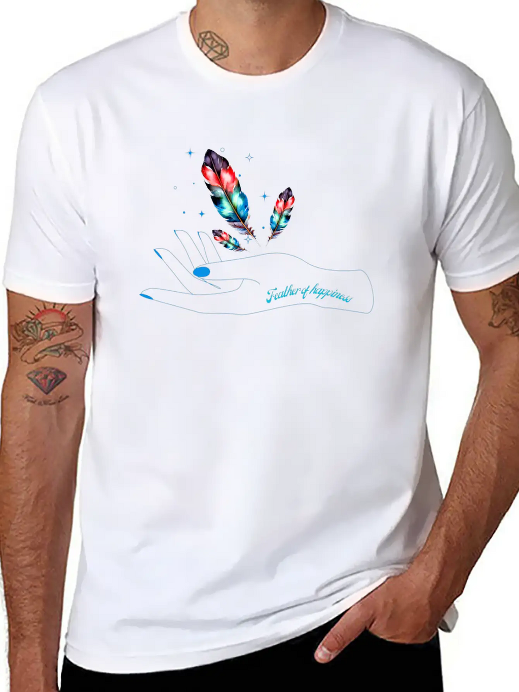 3Feather Of Happiness Unisex Cotton Tee – Relaxed Fit For Any Occasion