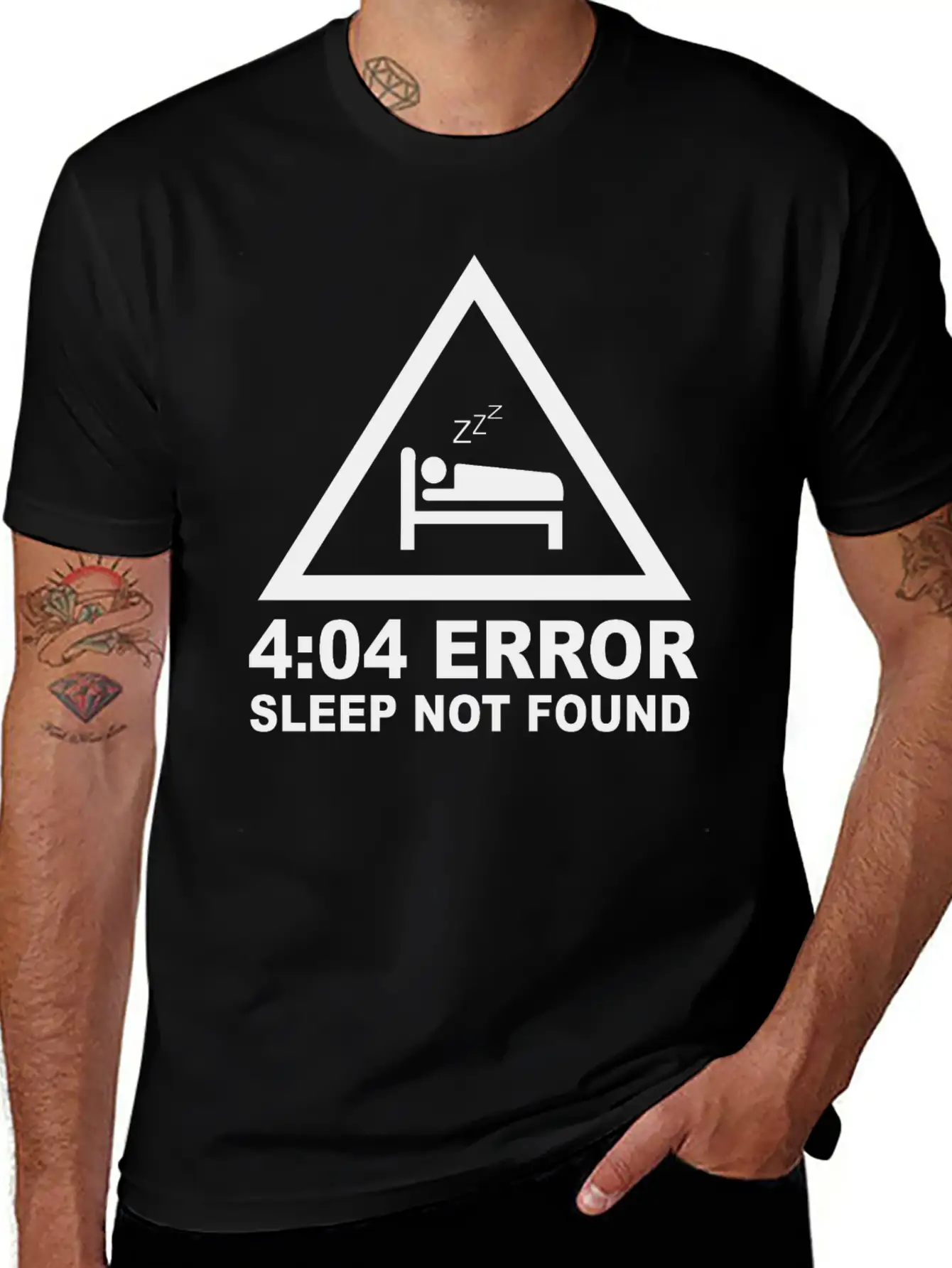 404 Eror Sleep Not Found Classic Crew Neck Graphic Tee – Everyday Minimal Look