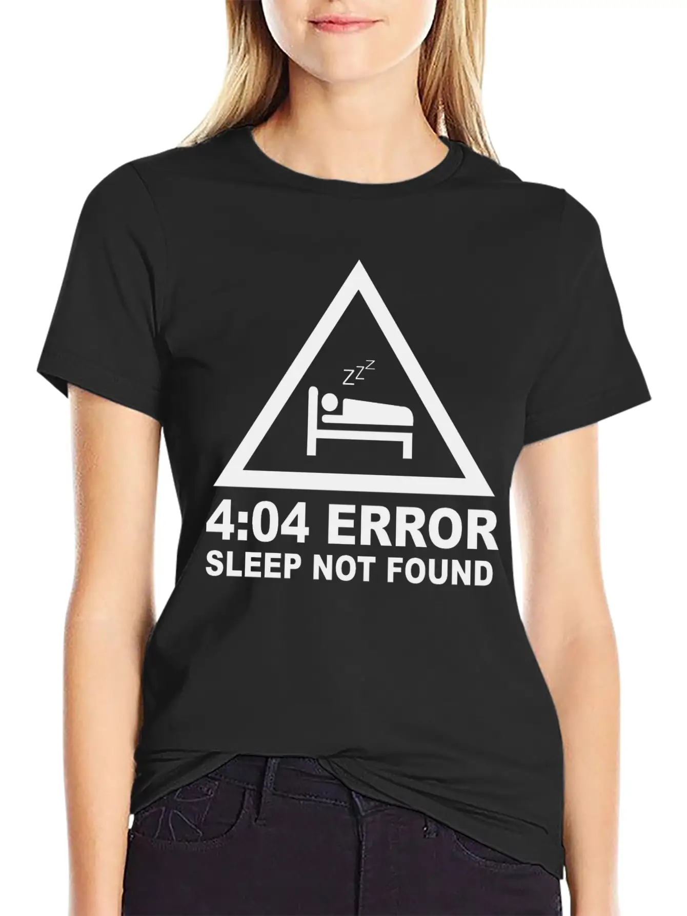 404 Eror Sleep Not Found Classic Crew Neck Graphic Tee – Everyday Minimal Look