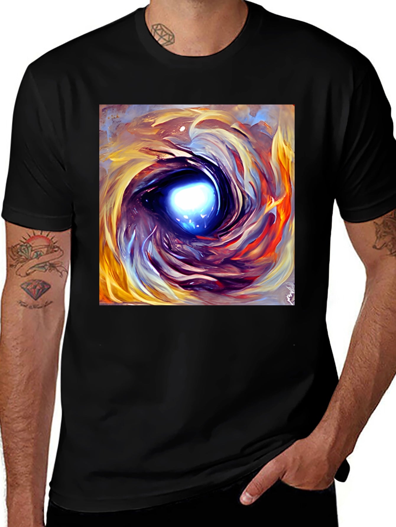 Abstract Art Vortex T-Shirt - Mens Black Tee