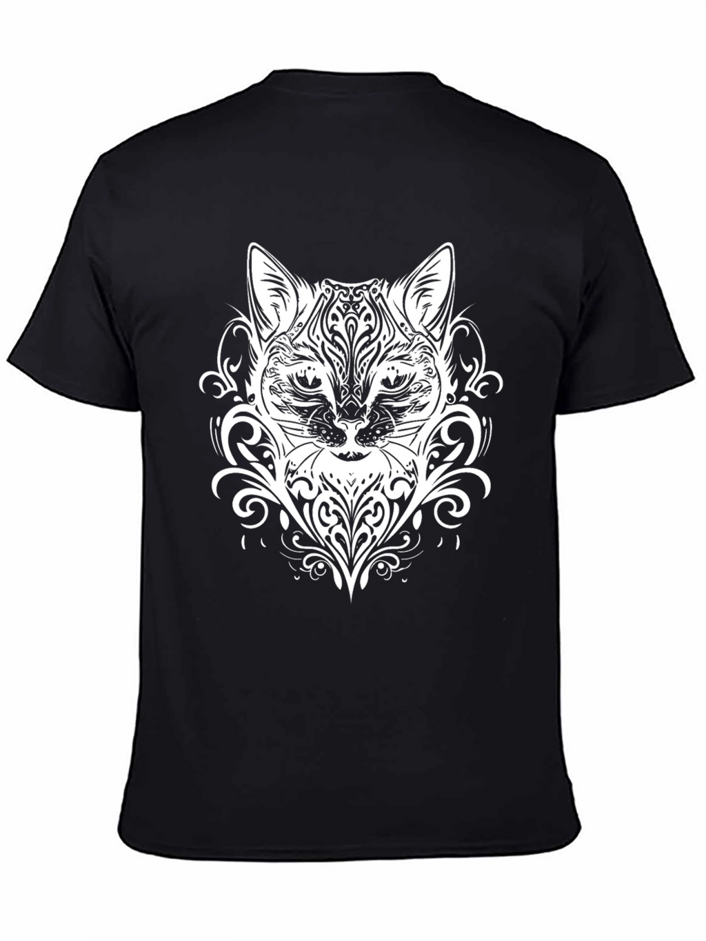 Abstract Cat Graphic Black T-Shirt