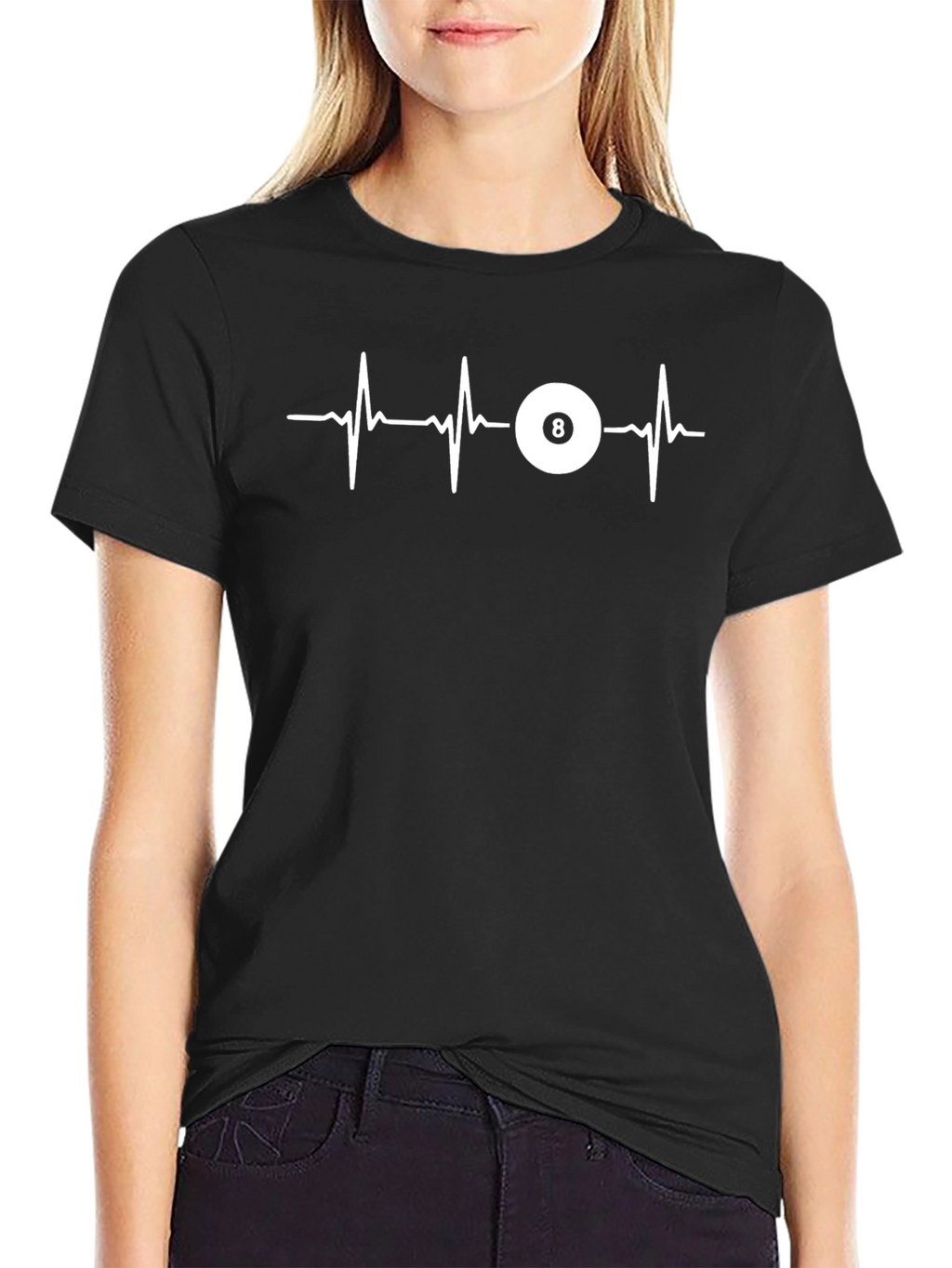 8 Ball Heartbeat Graphic T-Shirt - Black