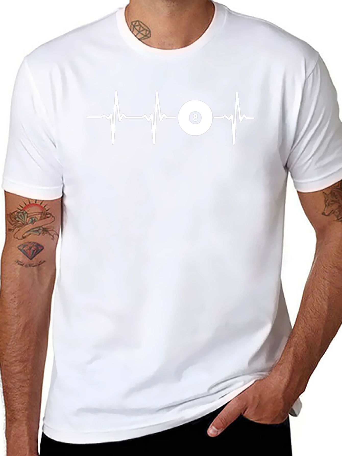 8 Ball Heartbeat Graphic T-Shirt - Black
