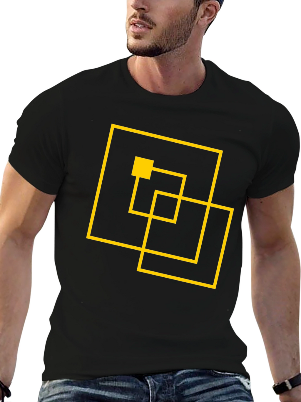 Abstract Geometric Black T-Shirt