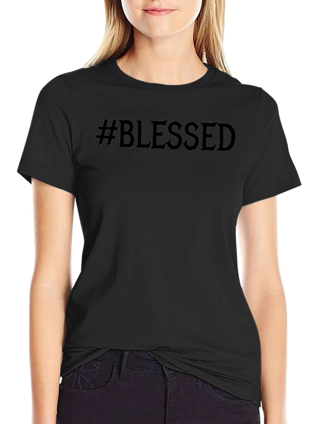 #Blessed Graphic Print Black T-Shirt
