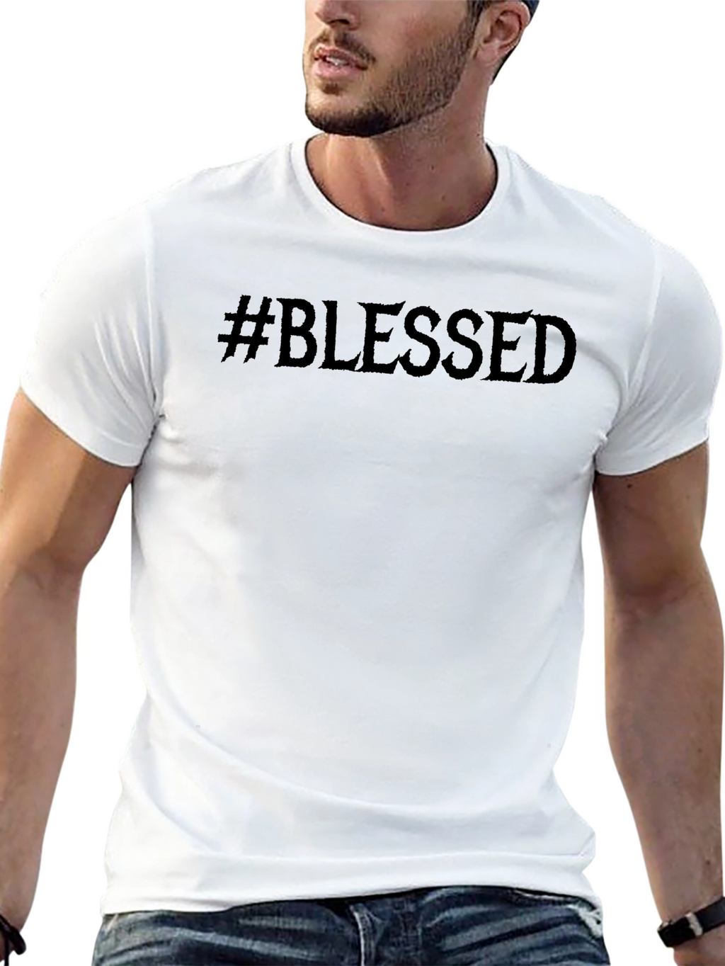 #Blessed Graphic Print Black T-Shirt