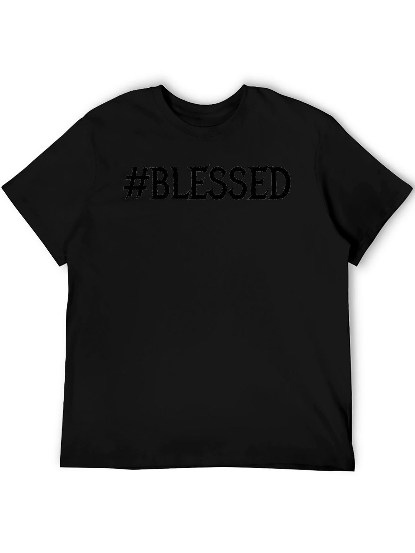 #Blessed Graphic Print Black T-Shirt