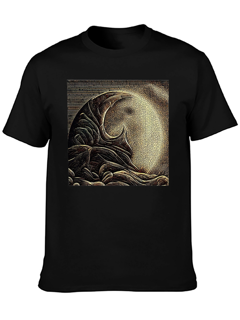 Abstract Moon Design Black T-Shirt