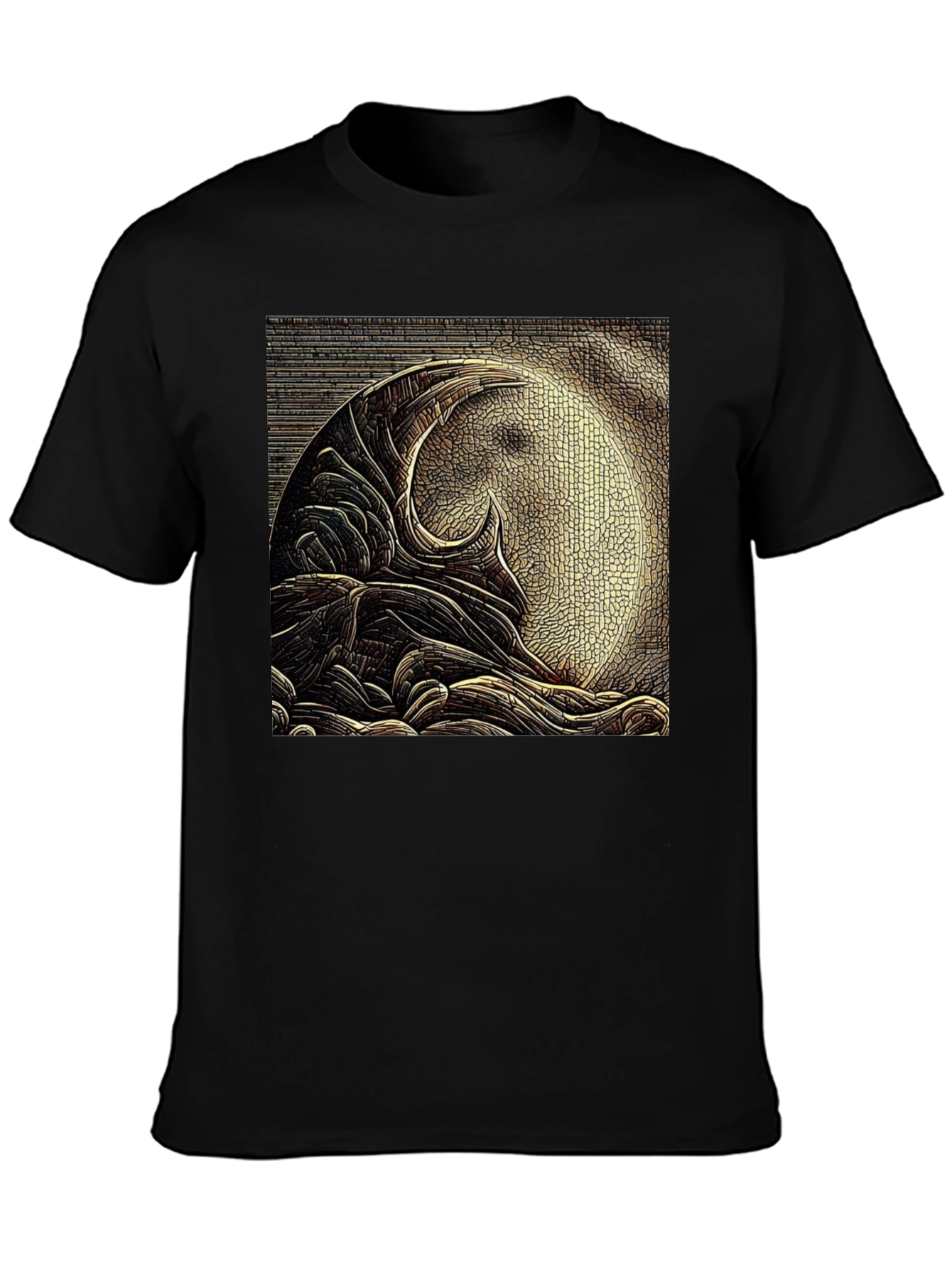 Abstract Moon Design Black T-Shirt