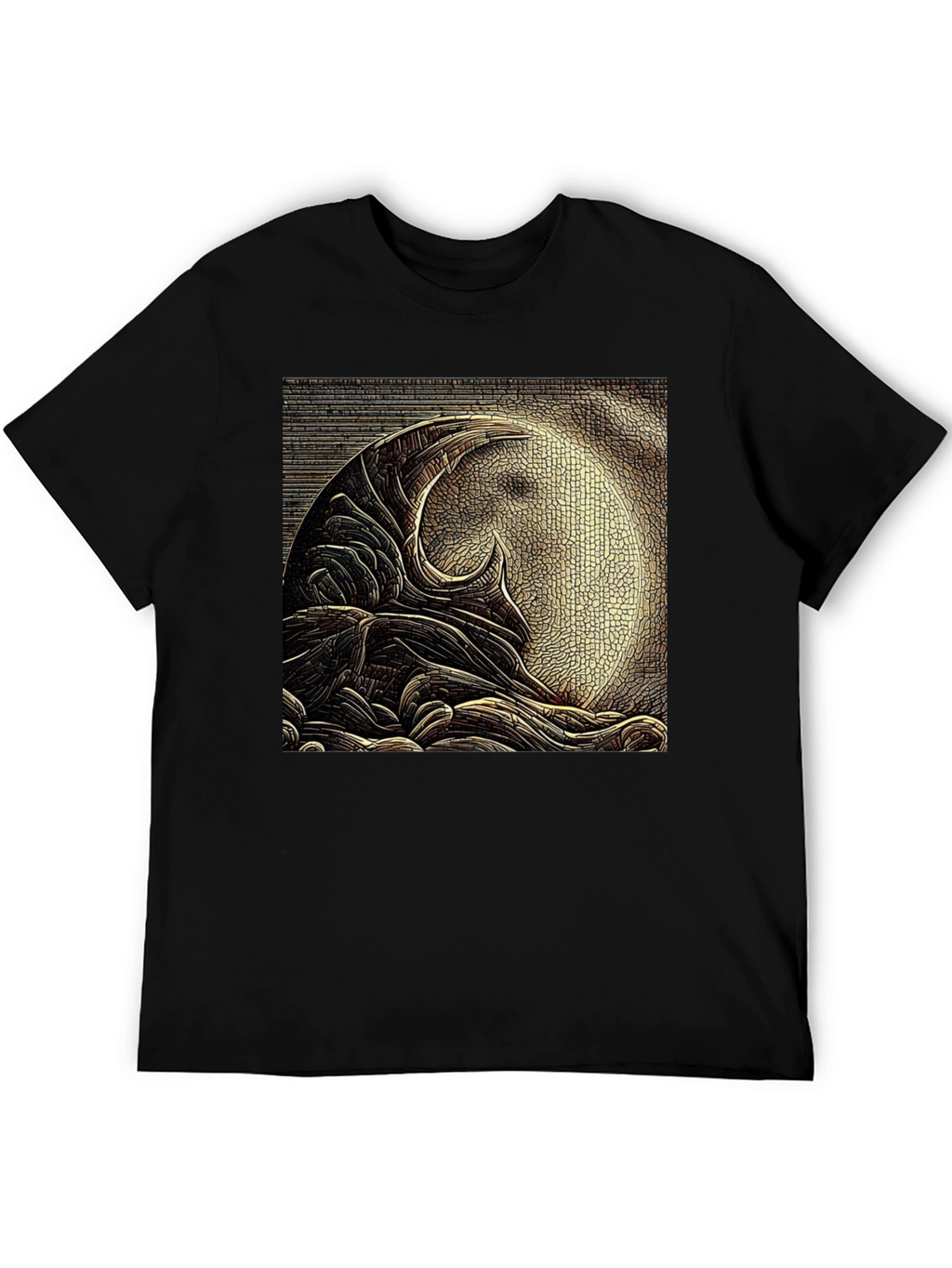 Abstract Moon Design Black T-Shirt