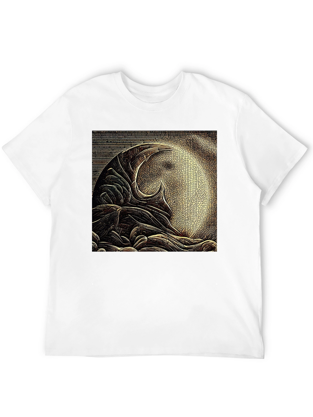 Abstract Moon Design Black T-Shirt