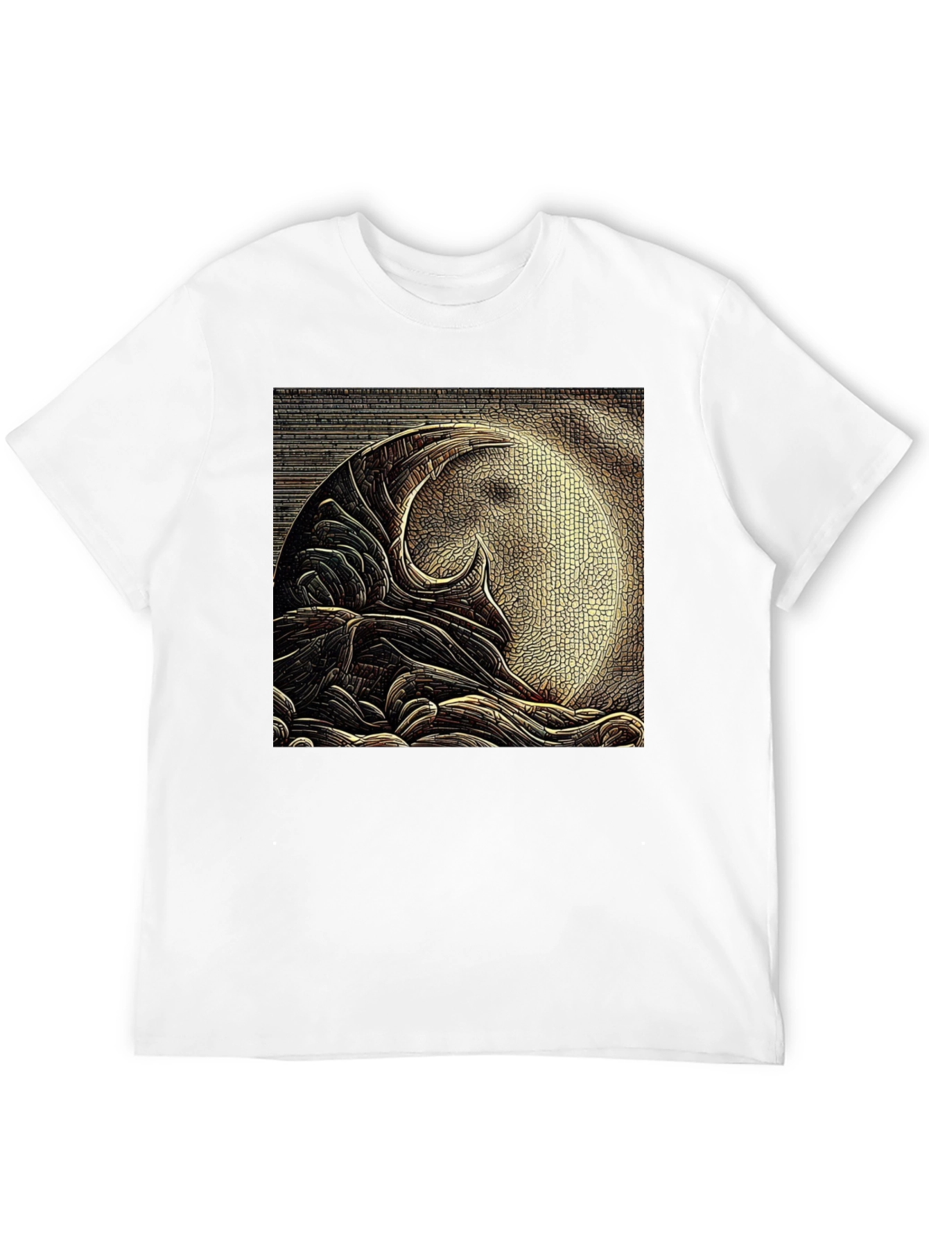 Abstract Moon Design Black T-Shirt