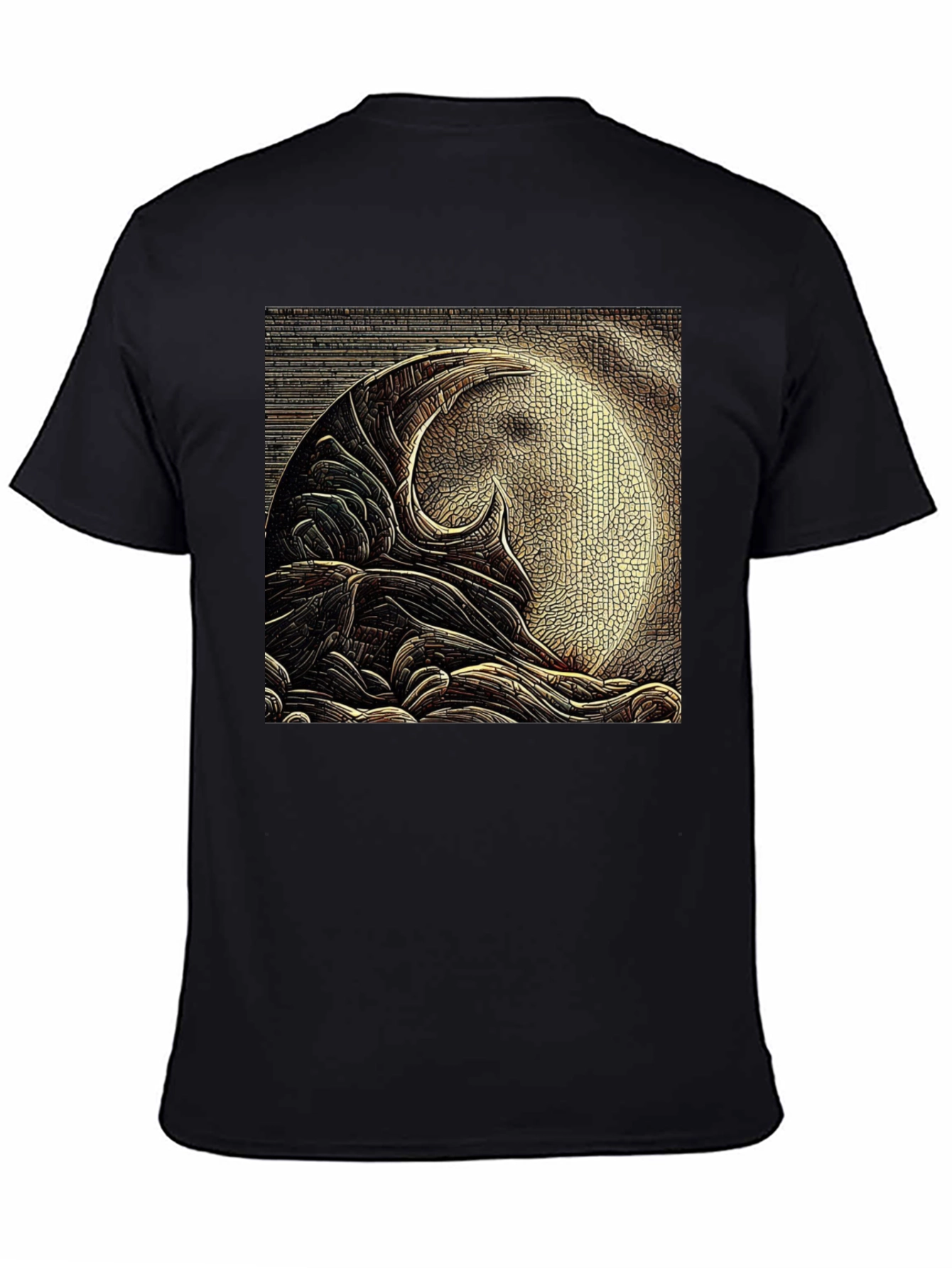 Abstract Moon Design Black T-Shirt