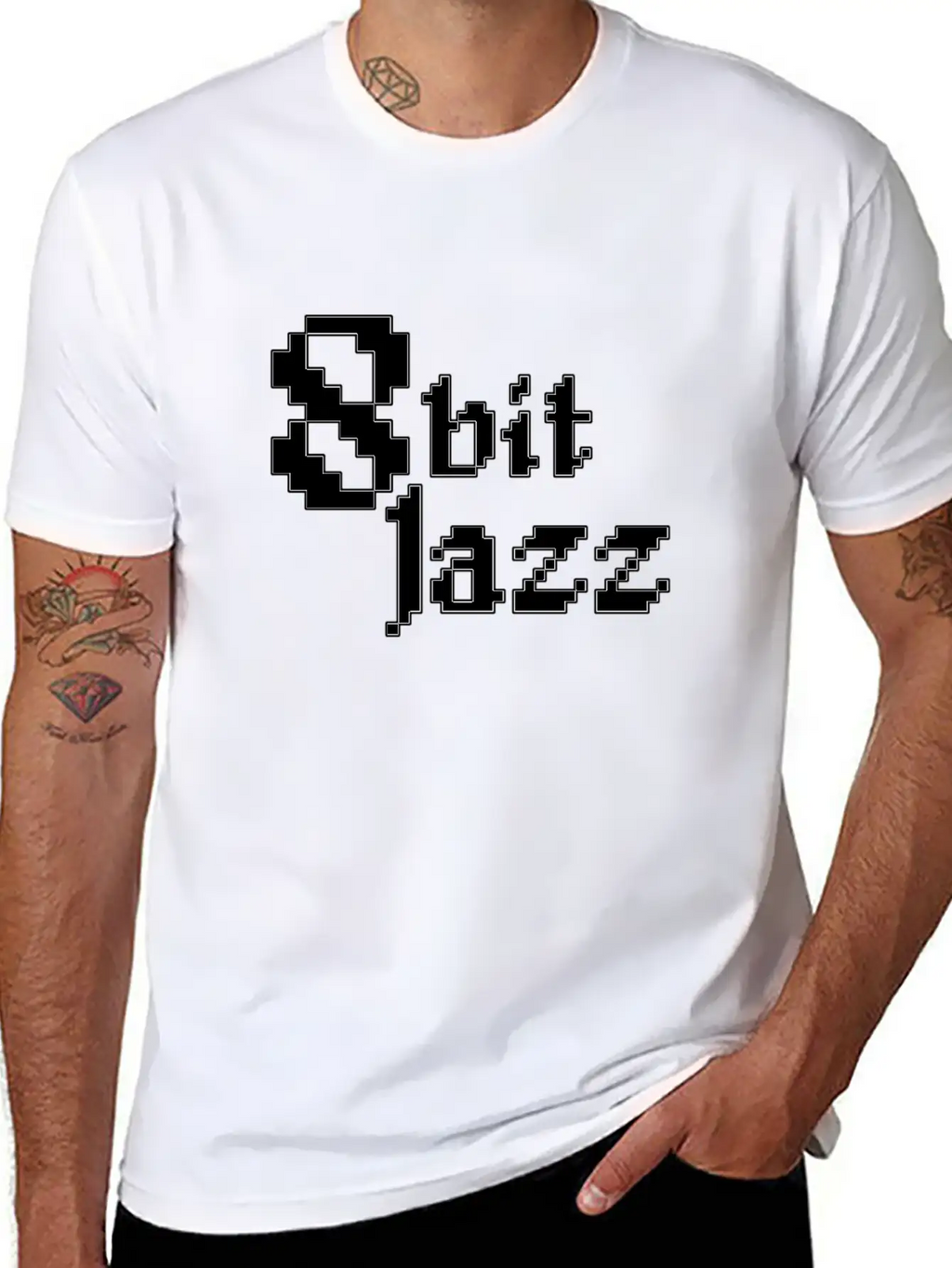 8 Bit Jazz Logo - White Classic Cotton Tee – Unisex Comfort For Any Season