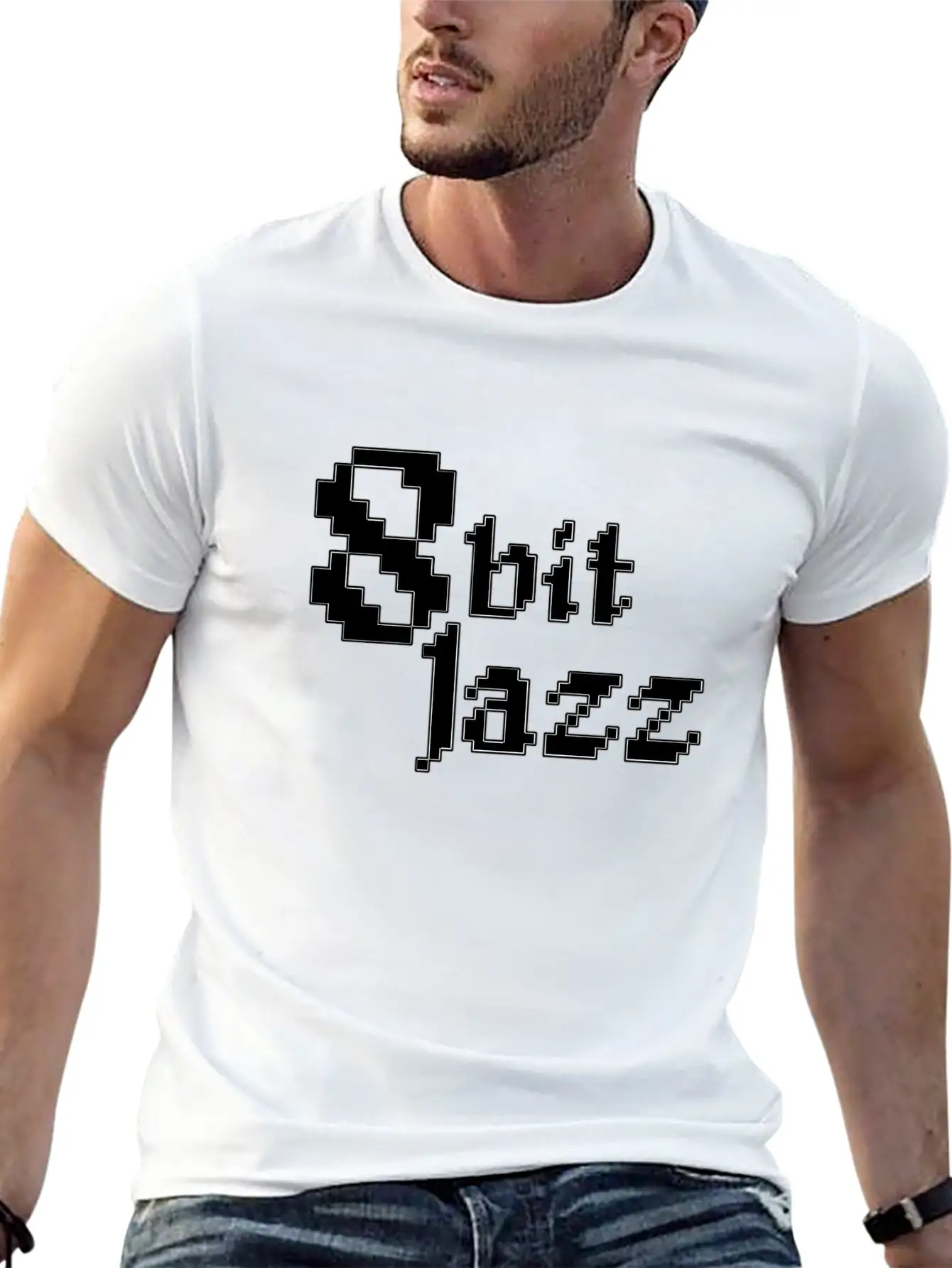 8 Bit Jazz Logo - White Classic Cotton Tee – Unisex Comfort For Any Season