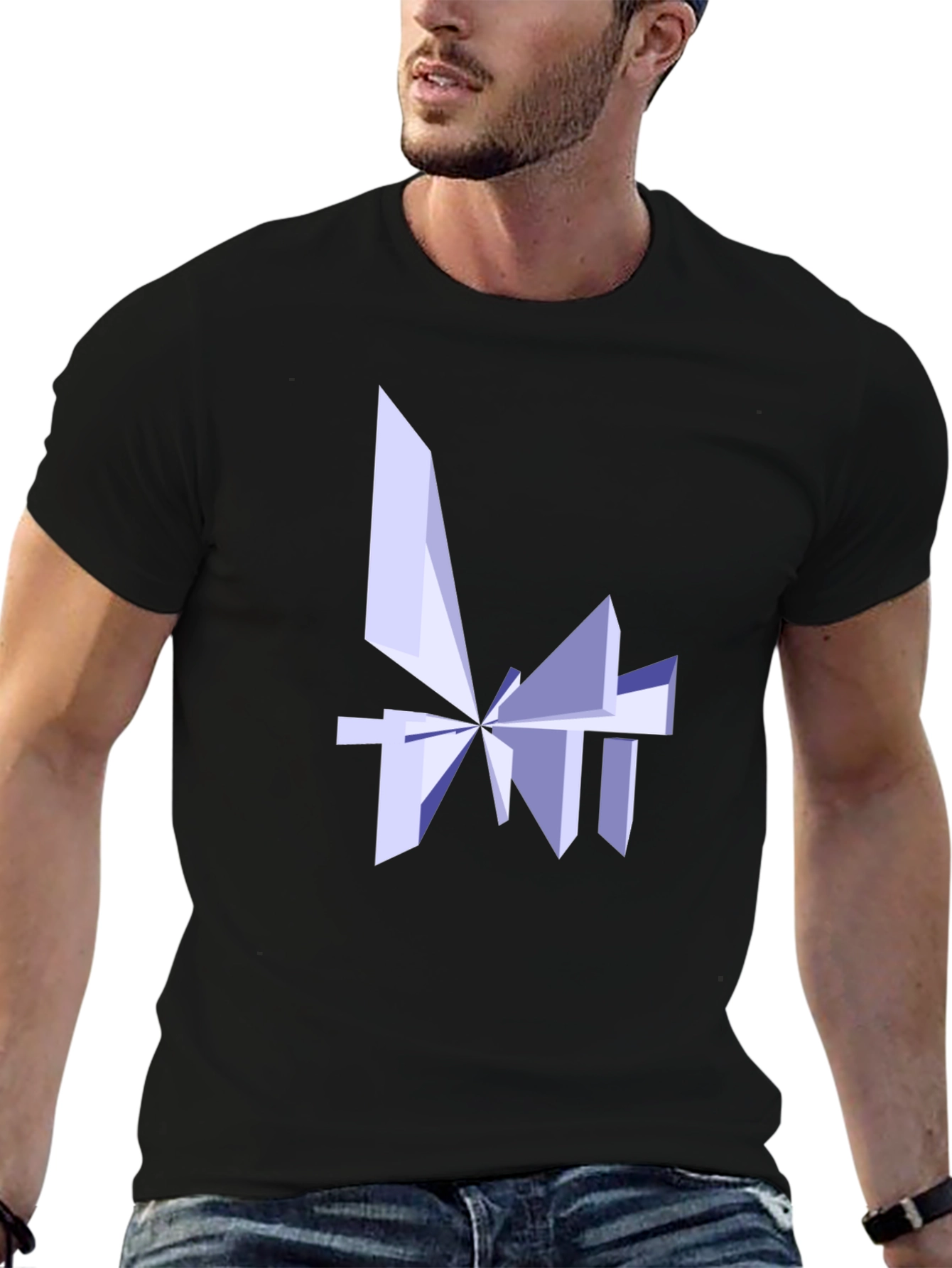 Abstract Geometric Design Black T-Shirt