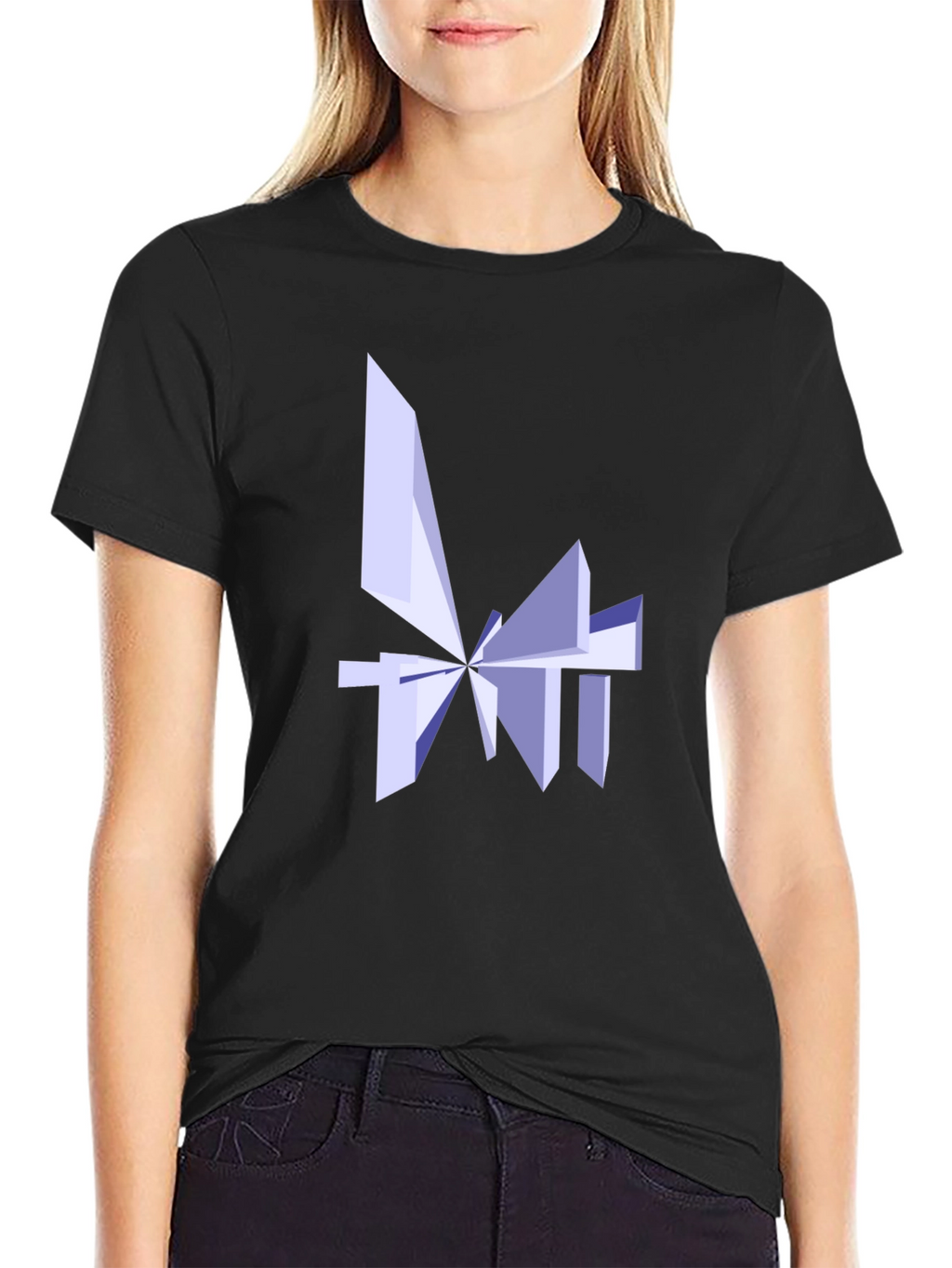 Abstract Geometric Design Black T-Shirt