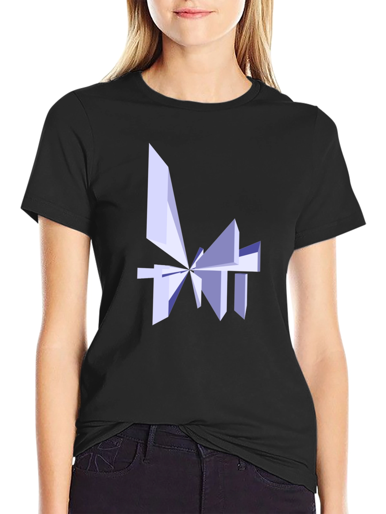 Abstract Geometric Design Black T-Shirt