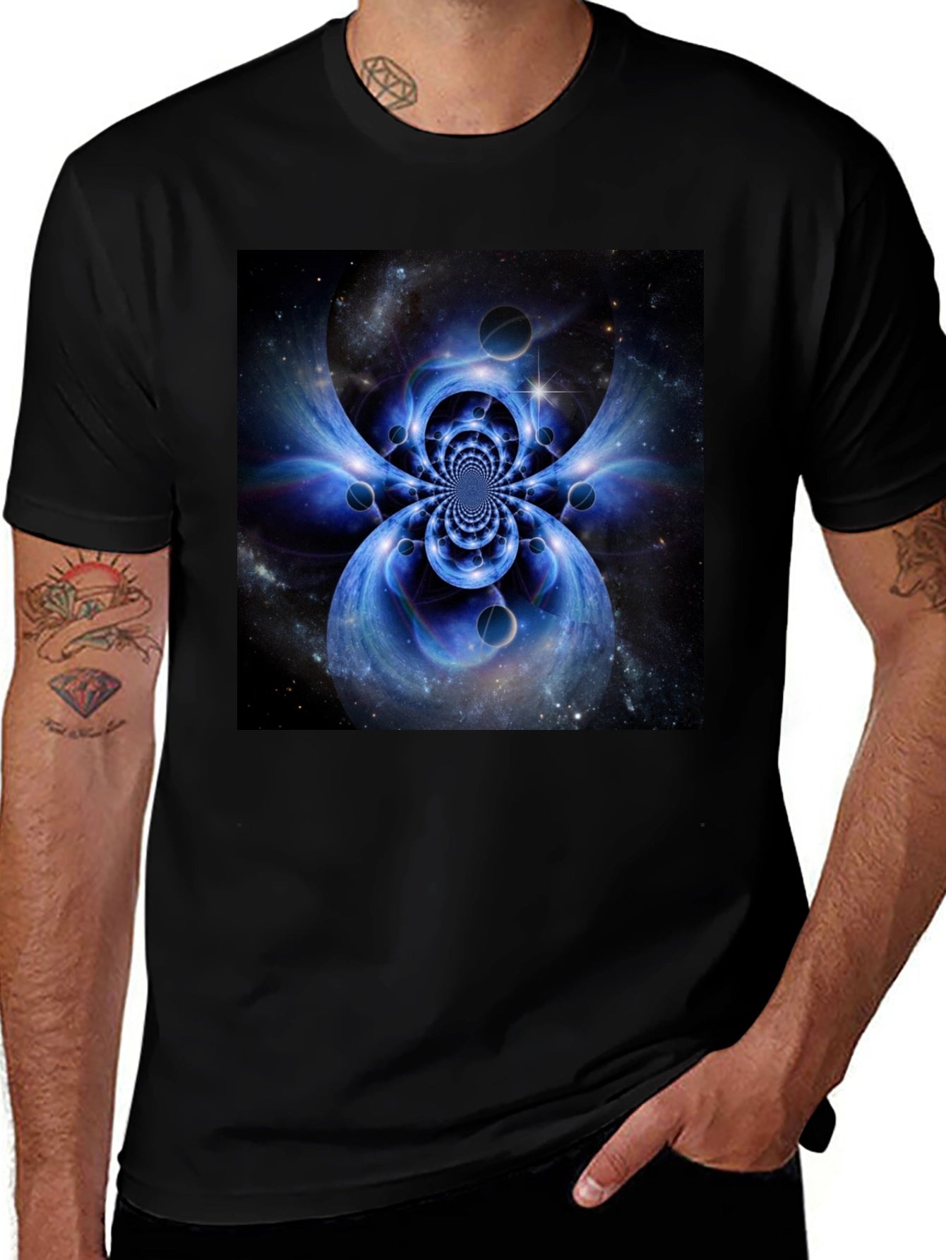 Abstract Space Black T-Shirt