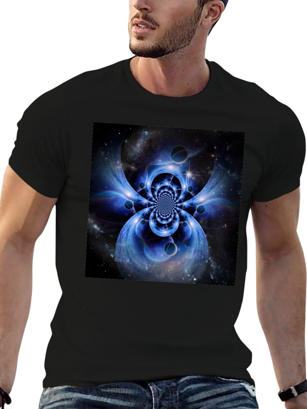 Abstract Space Black T-Shirt