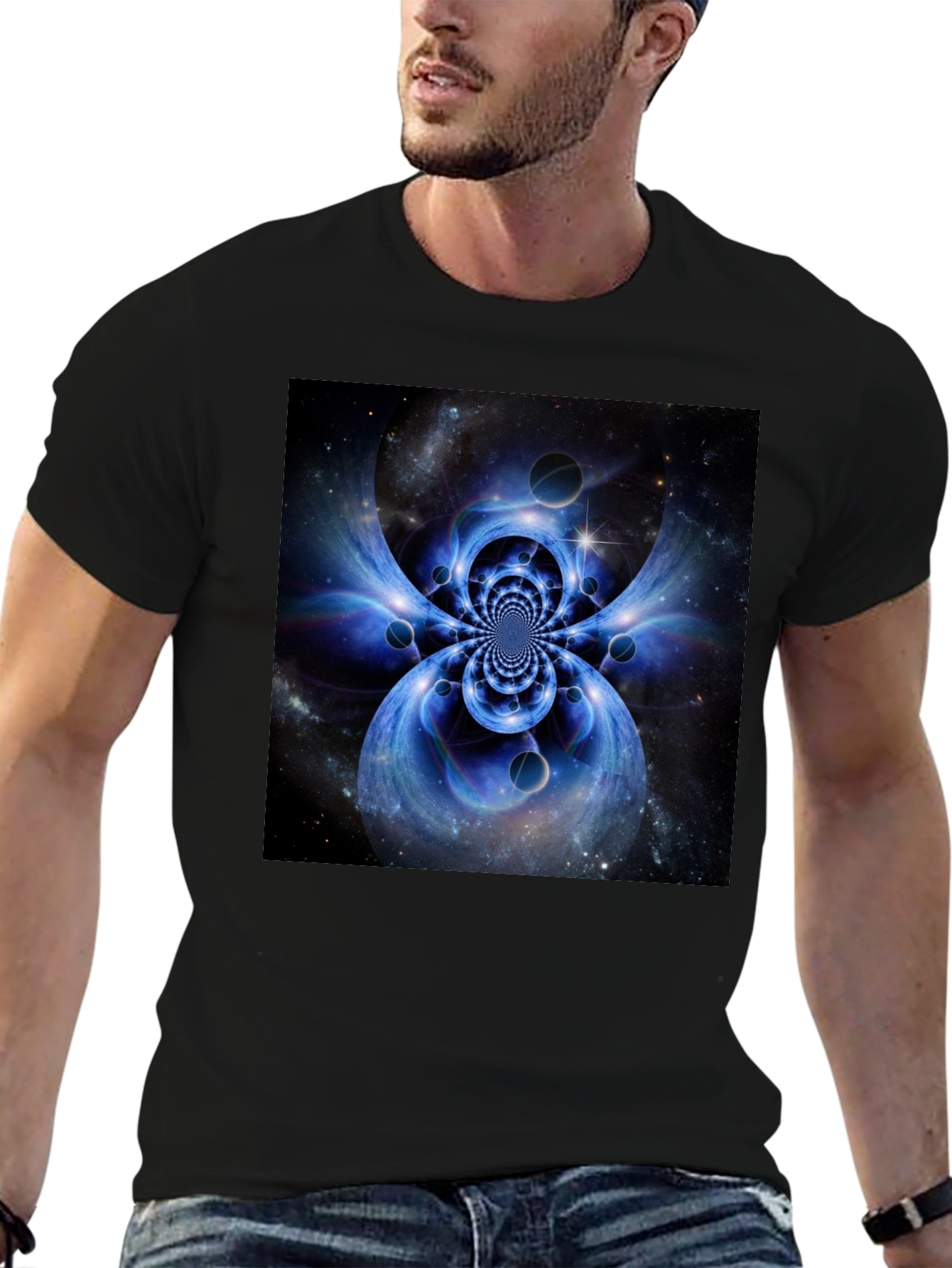 Abstract Space Black T-Shirt
