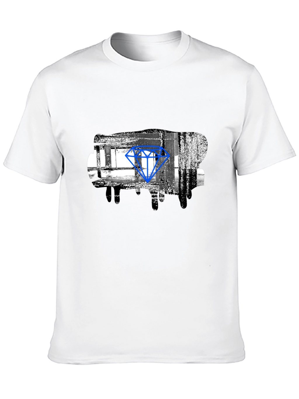 Abstract Diamond Graphic Print Black T-Shirt