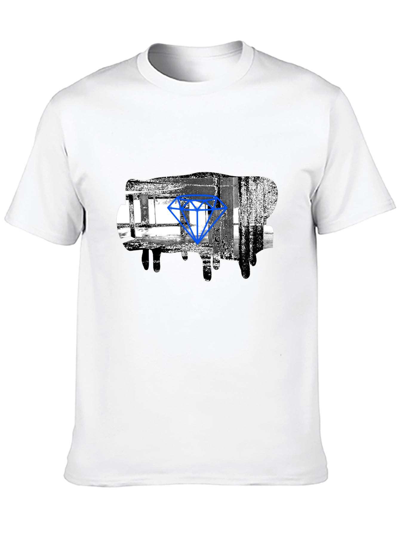 Abstract Diamond Graphic Print Black T-Shirt