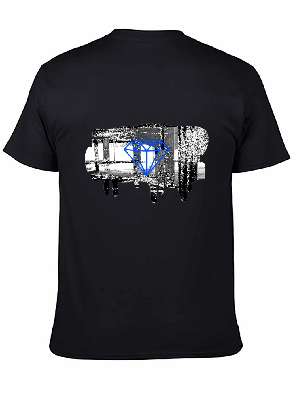 Abstract Diamond Graphic Print Black T-Shirt