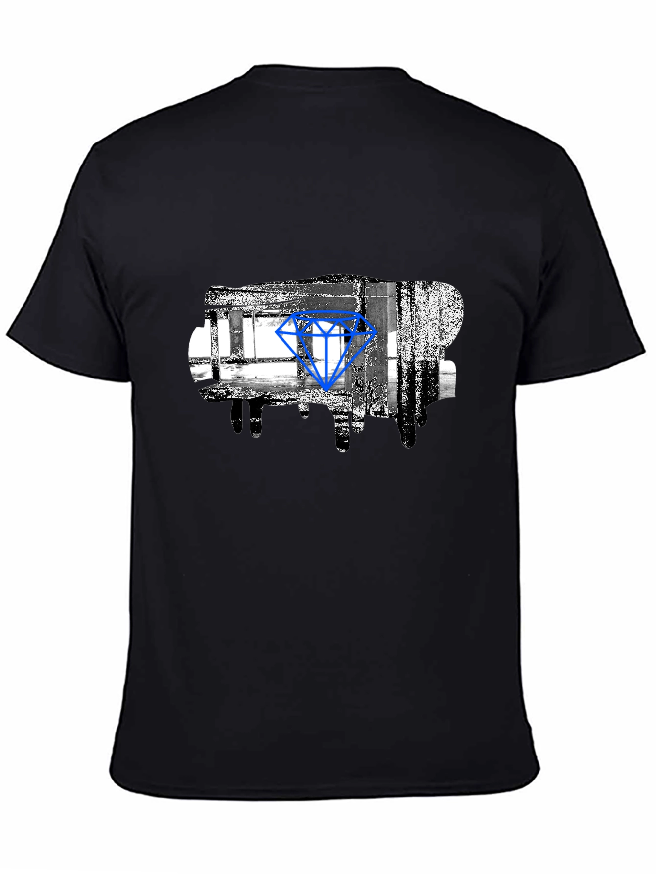 Abstract Diamond Graphic Print Black T-Shirt