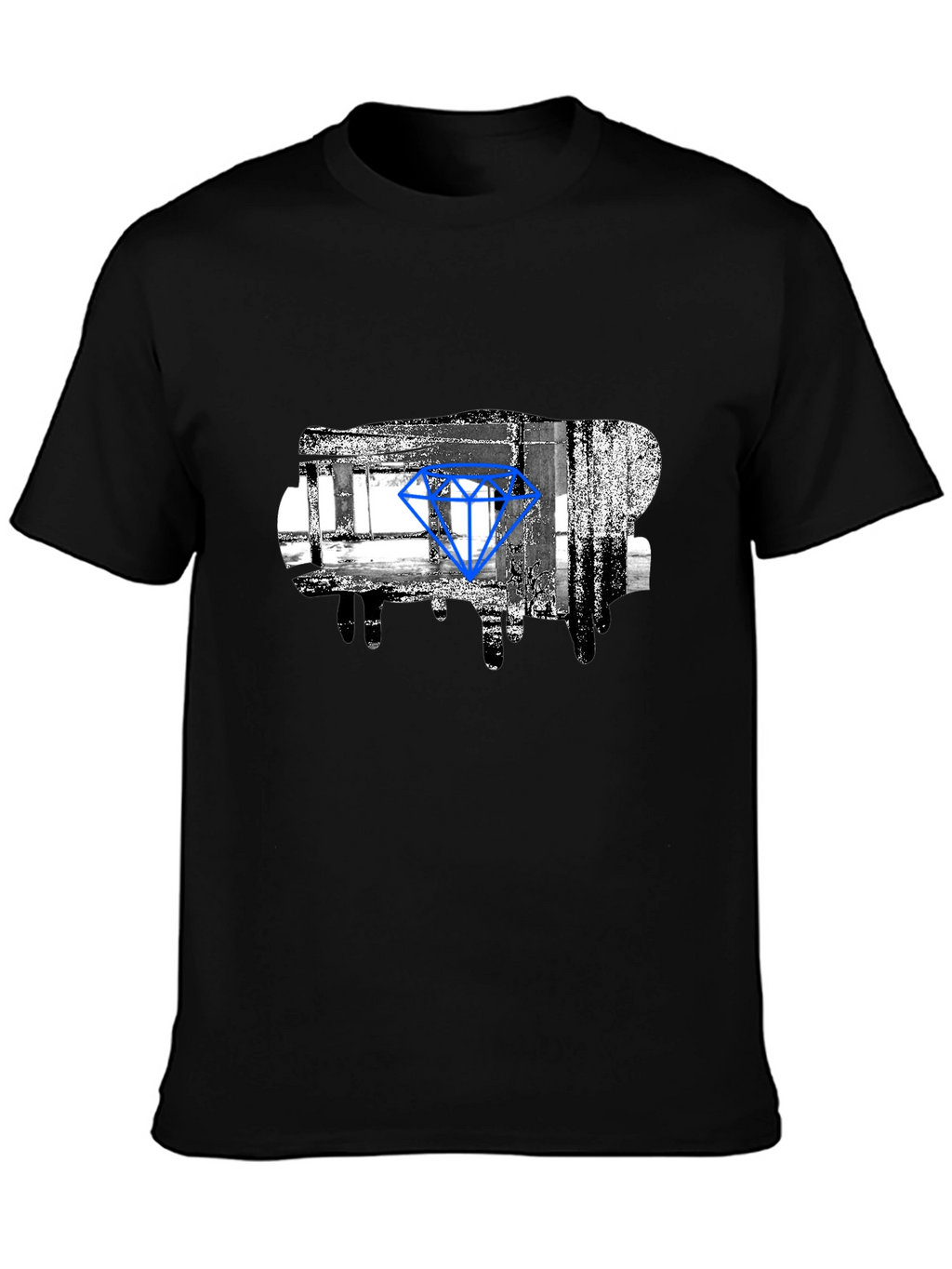 Abstract Diamond Graphic Print Black T-Shirt
