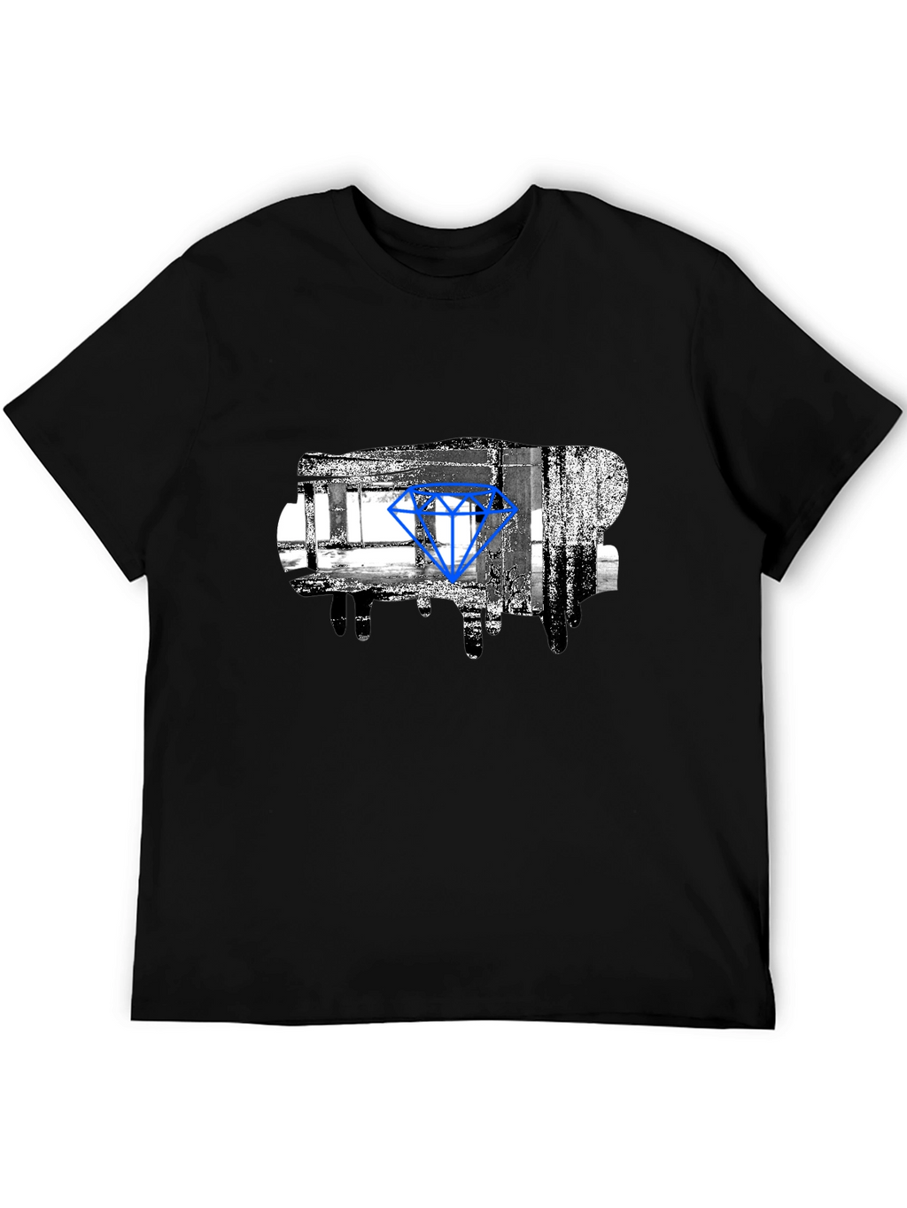 Abstract Diamond Graphic Print Black T-Shirt
