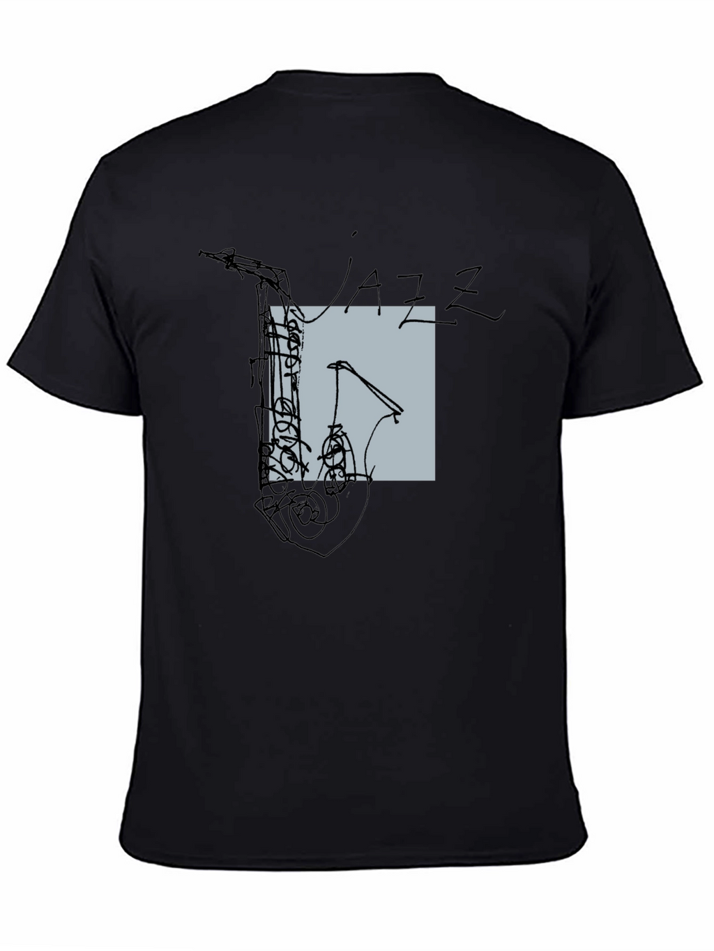 Abstract Jazz Saxophone Graphic T-Shirt - Black
