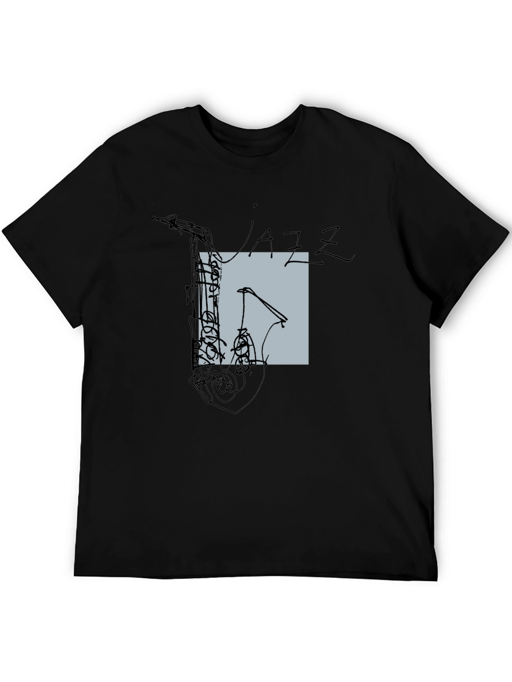 Abstract Jazz Saxophone Graphic T-Shirt - Black
