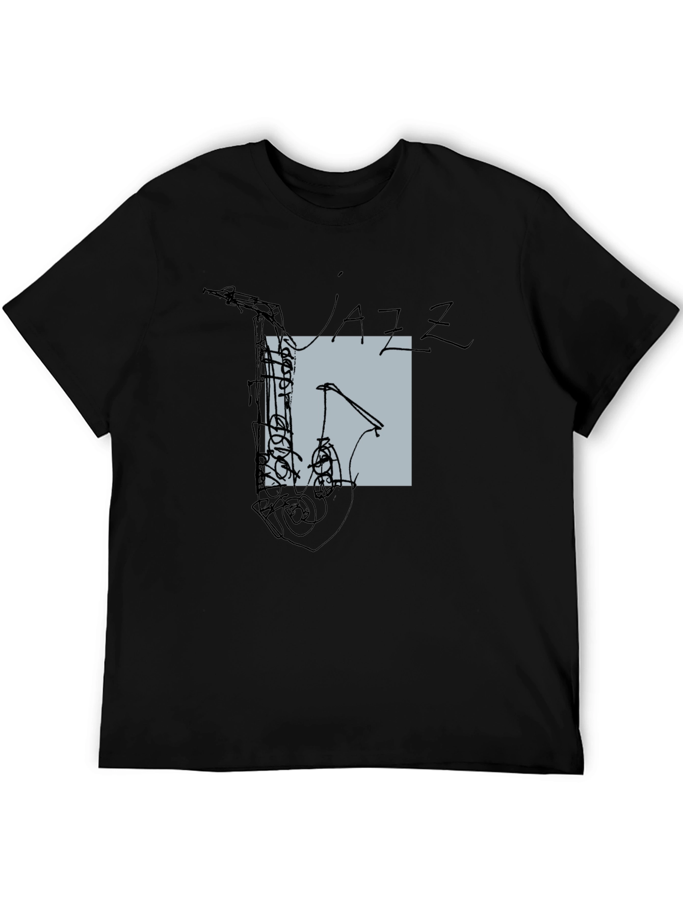 Abstract Jazz Saxophone Graphic T-Shirt - Black