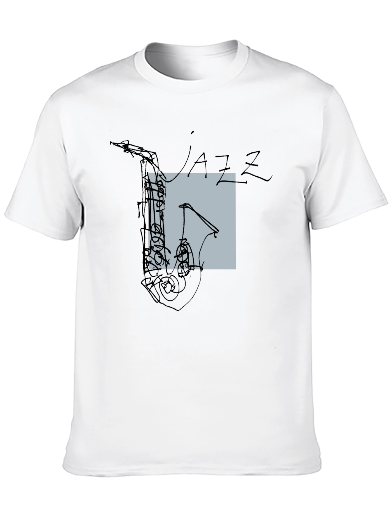 Abstract Jazz Saxophone Graphic T-Shirt - Black