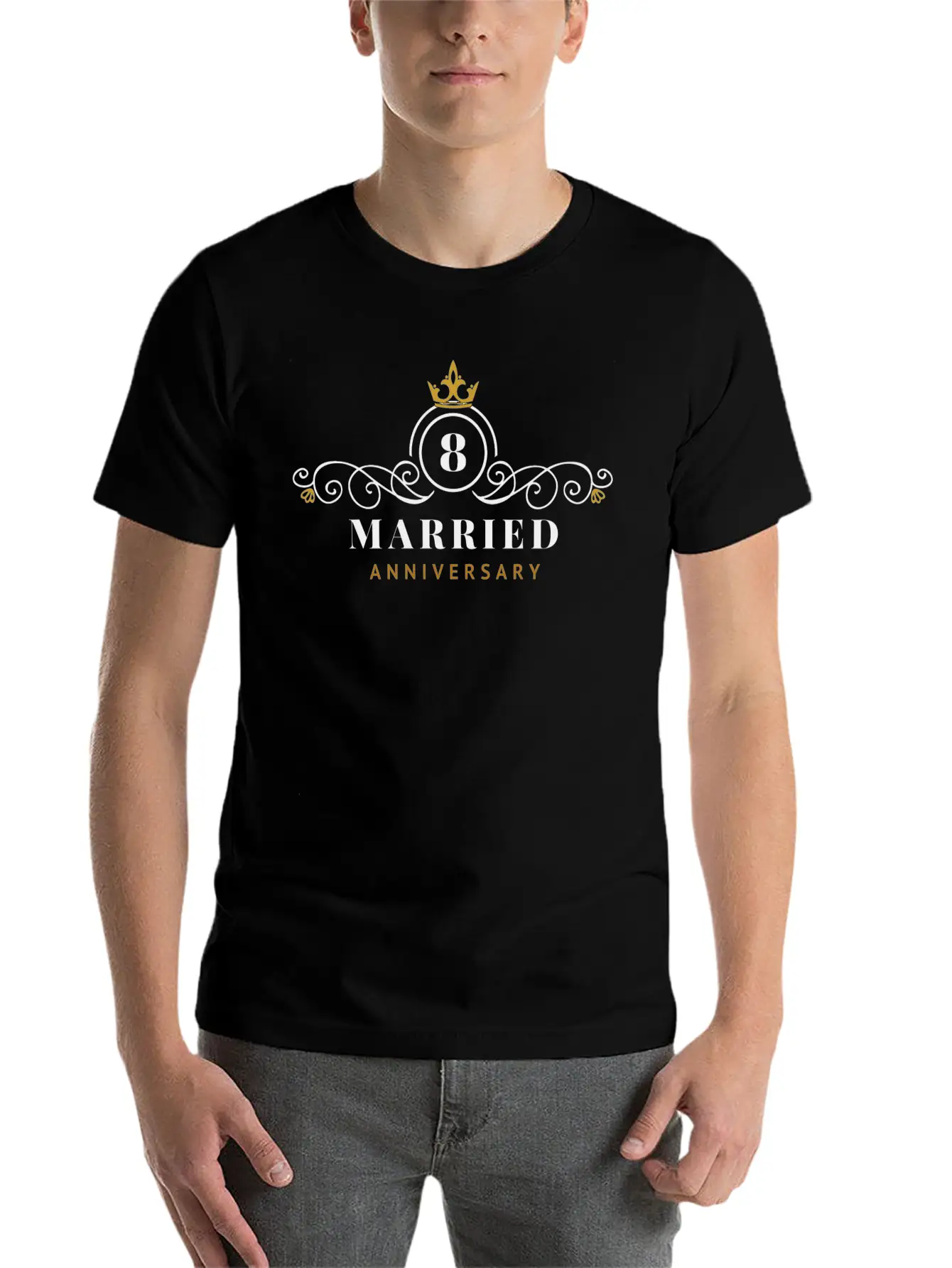 8th Wedding Anniversary Celebrating Essential Unisex Summer Tee – Soft Cotton Casual Fit