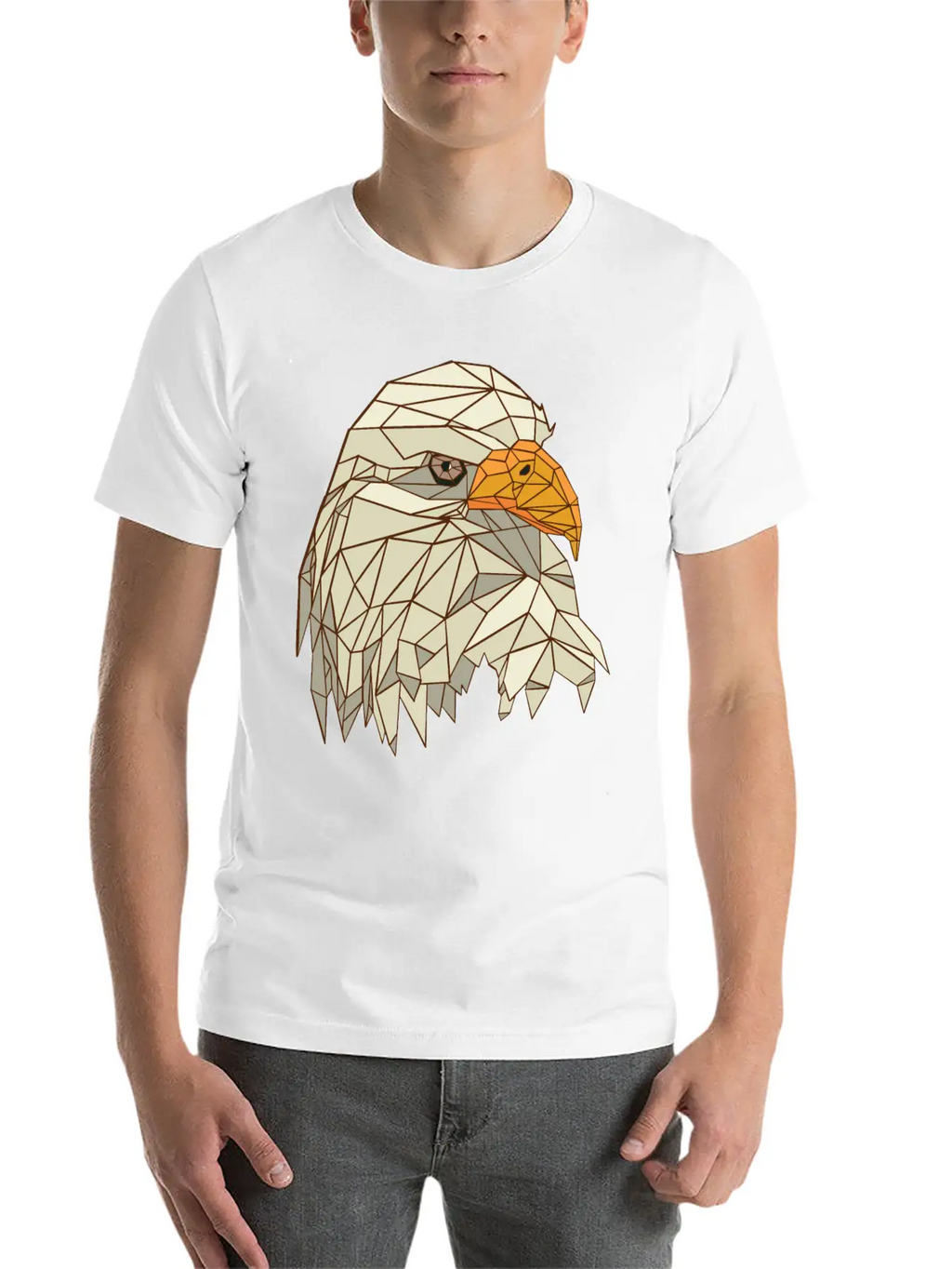 9095 Polygonal Eagle Tshirt PR T Shirt Classic Crew Neck Graphic Tee – Everyday Minimal Look