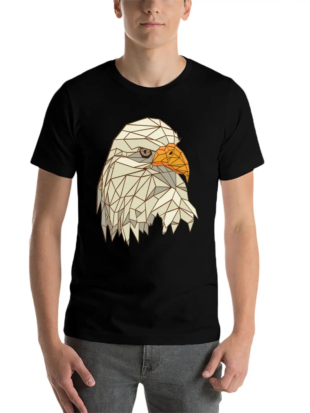 9095 Polygonal Eagle Tshirt PR T Shirt Classic Crew Neck Graphic Tee – Everyday Minimal Look