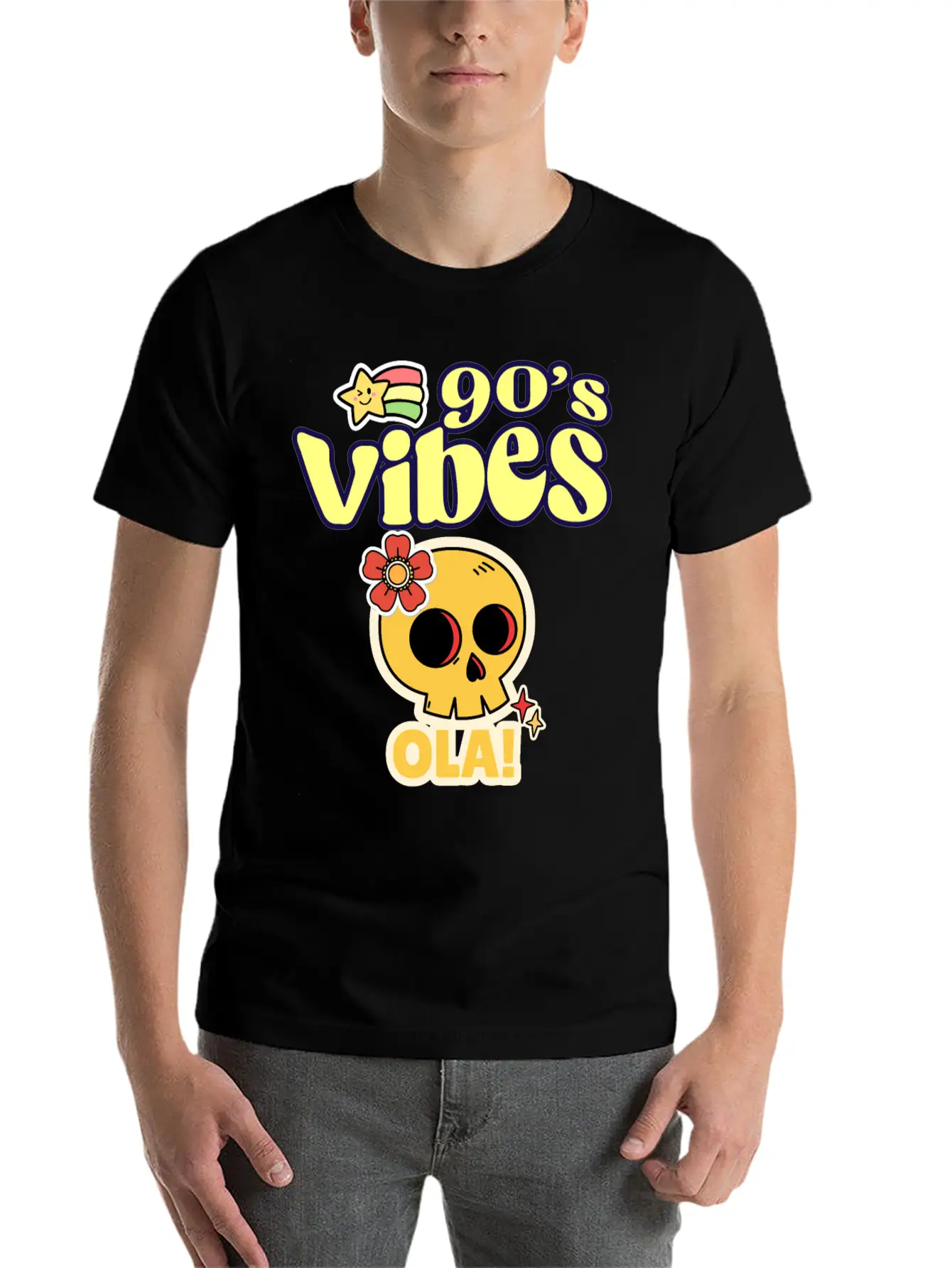 90's Vibes Retro Skull Unisex Casual T-Shirt – Clean Design For Daily Comfort