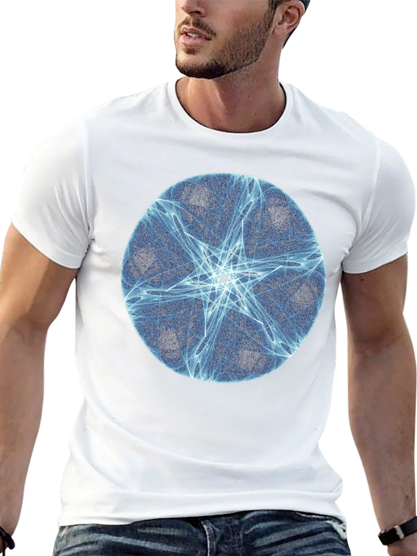 Abstract Star Circle Graphic Black T-Shirt