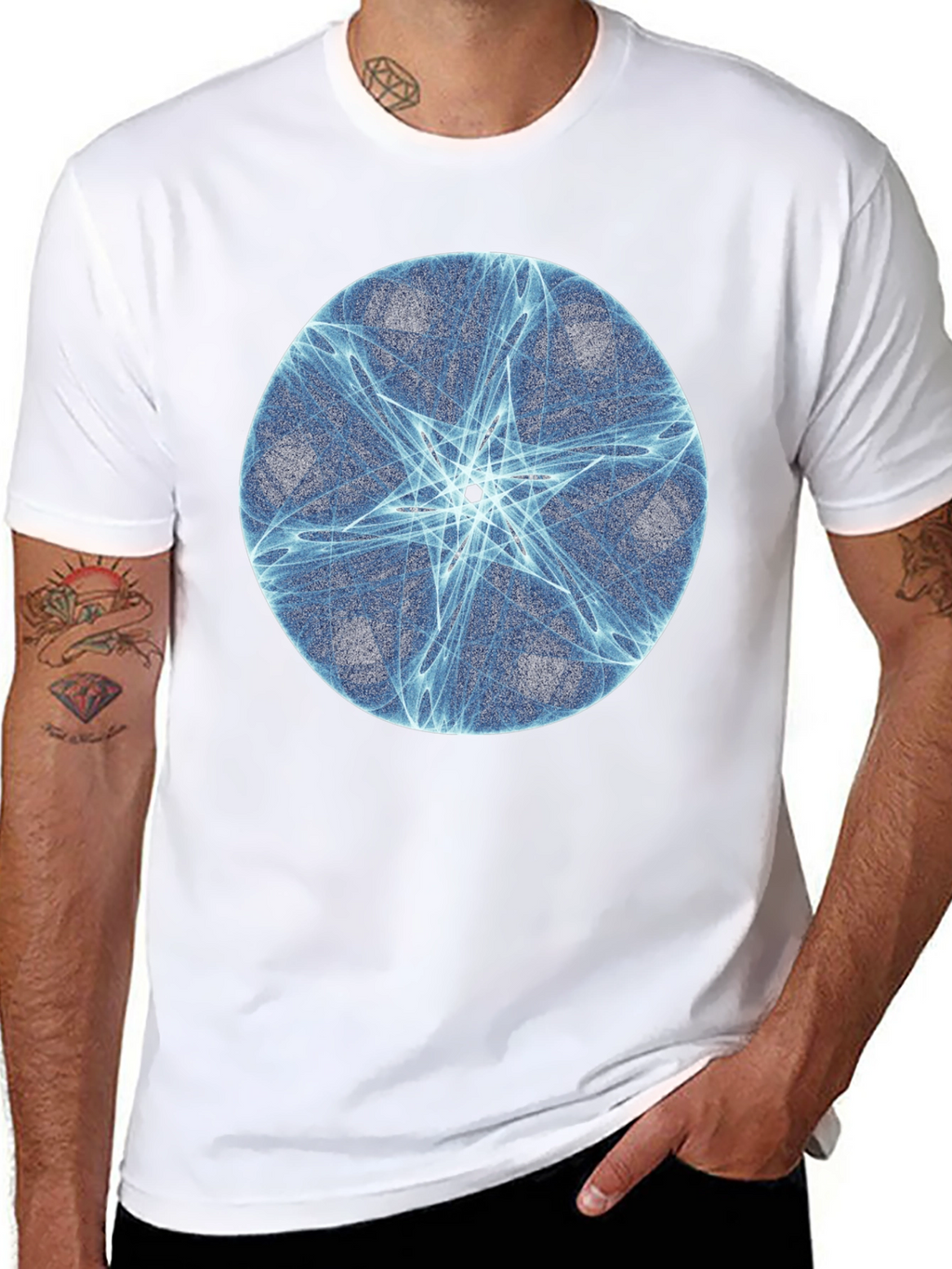 Abstract Star Circle Graphic Black T-Shirt