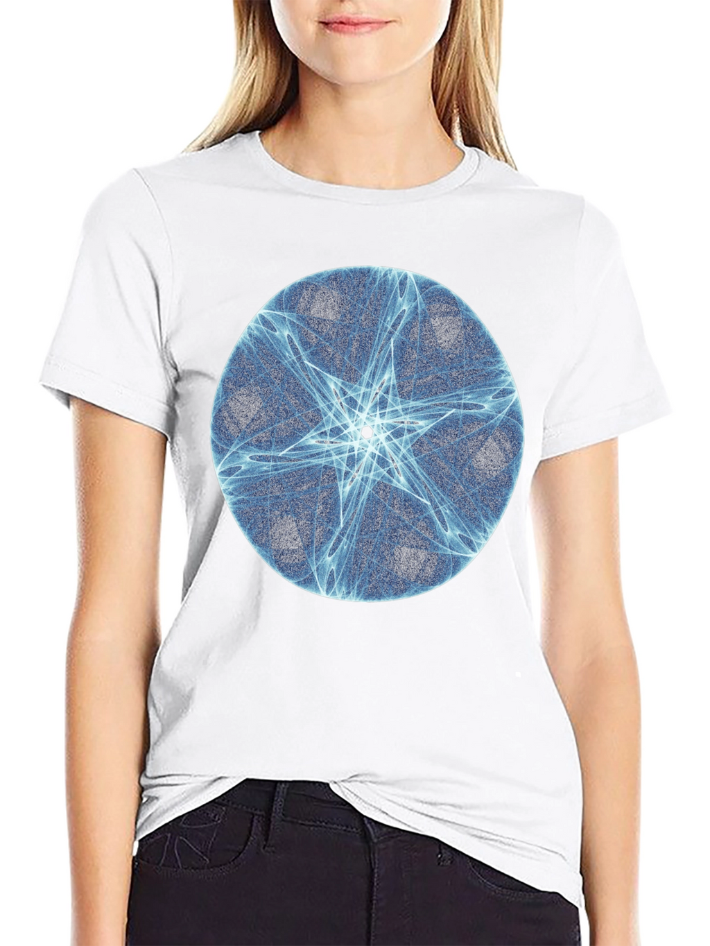 Abstract Star Circle Graphic Black T-Shirt