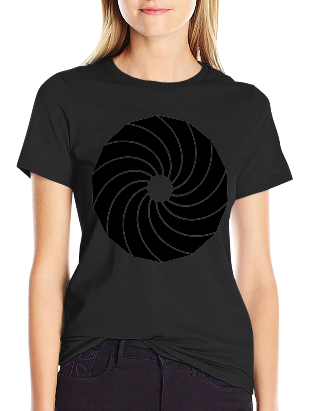 Abstract Swirl Graphic Black T-Shirt