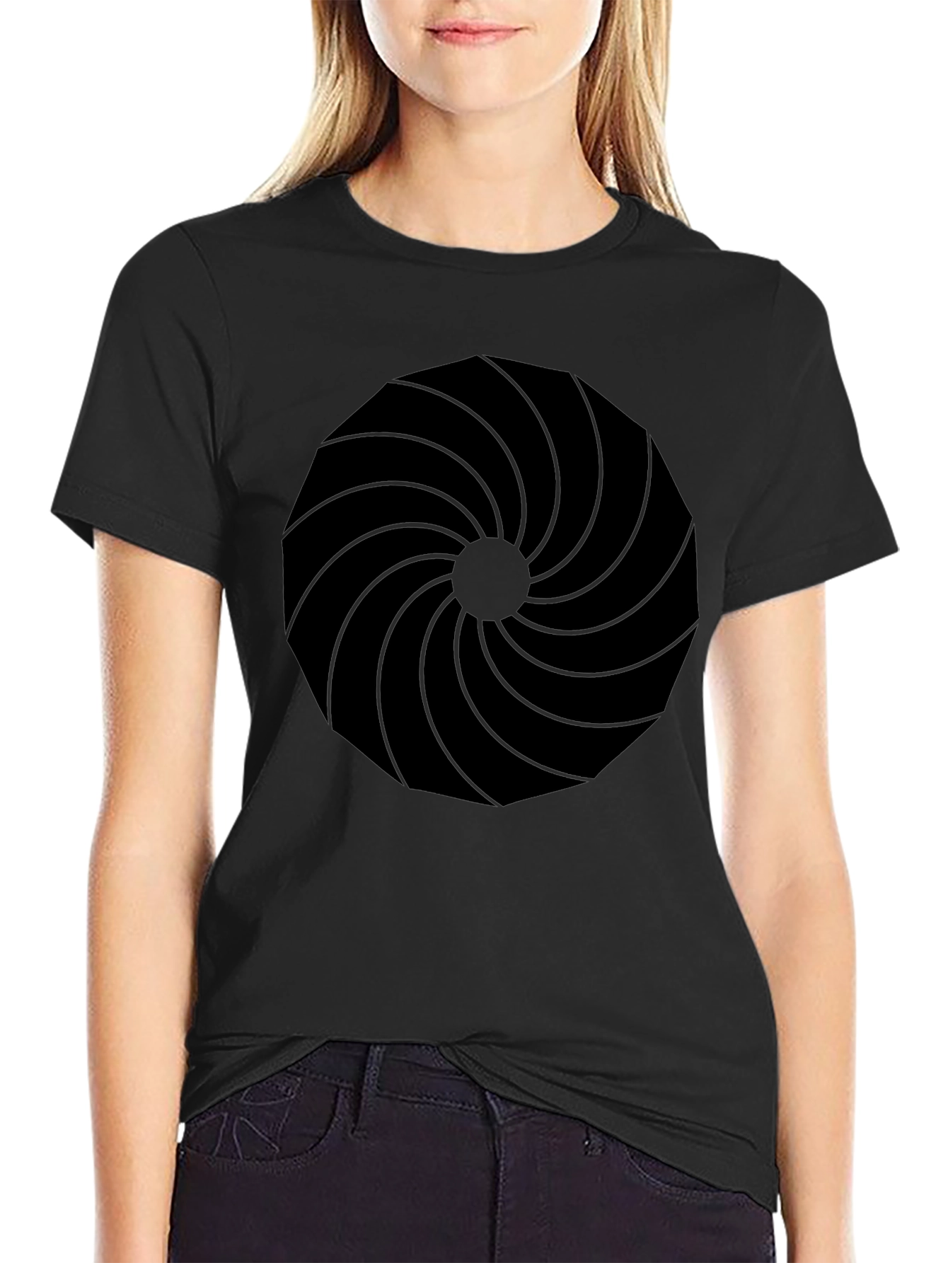 Abstract Swirl Graphic Black T-Shirt