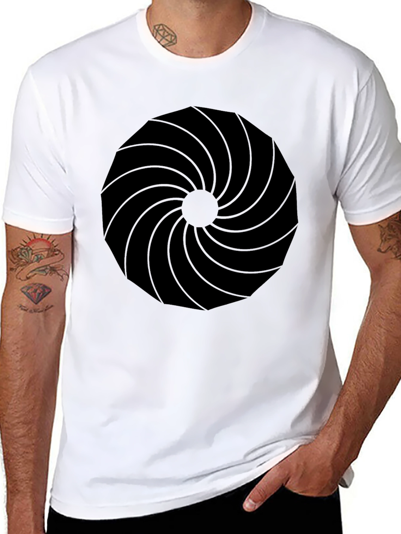 Abstract Swirl Graphic Black T-Shirt
