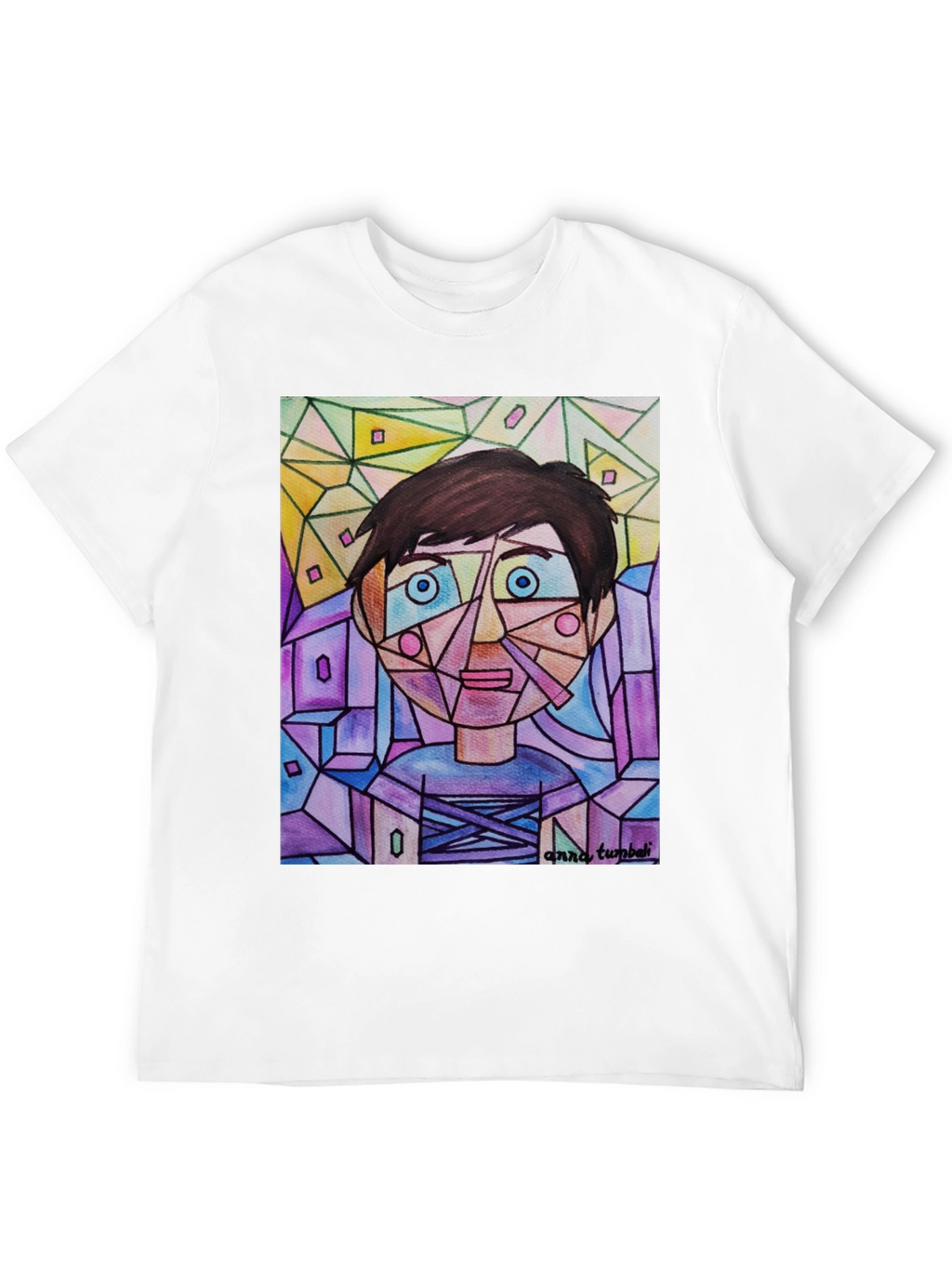 Abstract Geometric Face Graphic T-Shirt