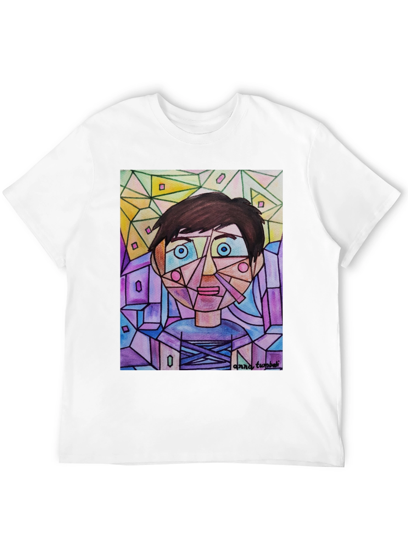 Abstract Geometric Face Graphic T-Shirt