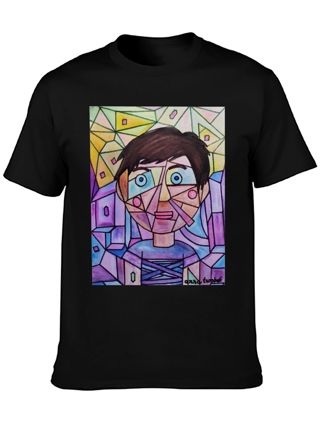 Abstract Geometric Face Graphic T-Shirt