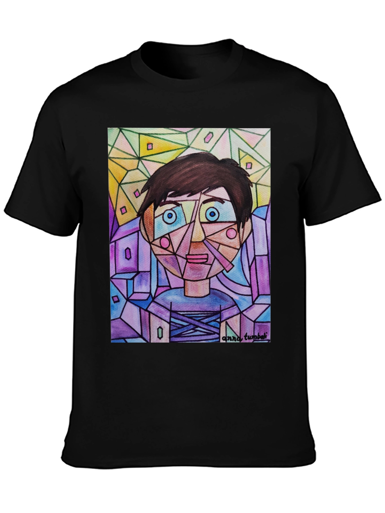 Abstract Geometric Face Graphic T-Shirt