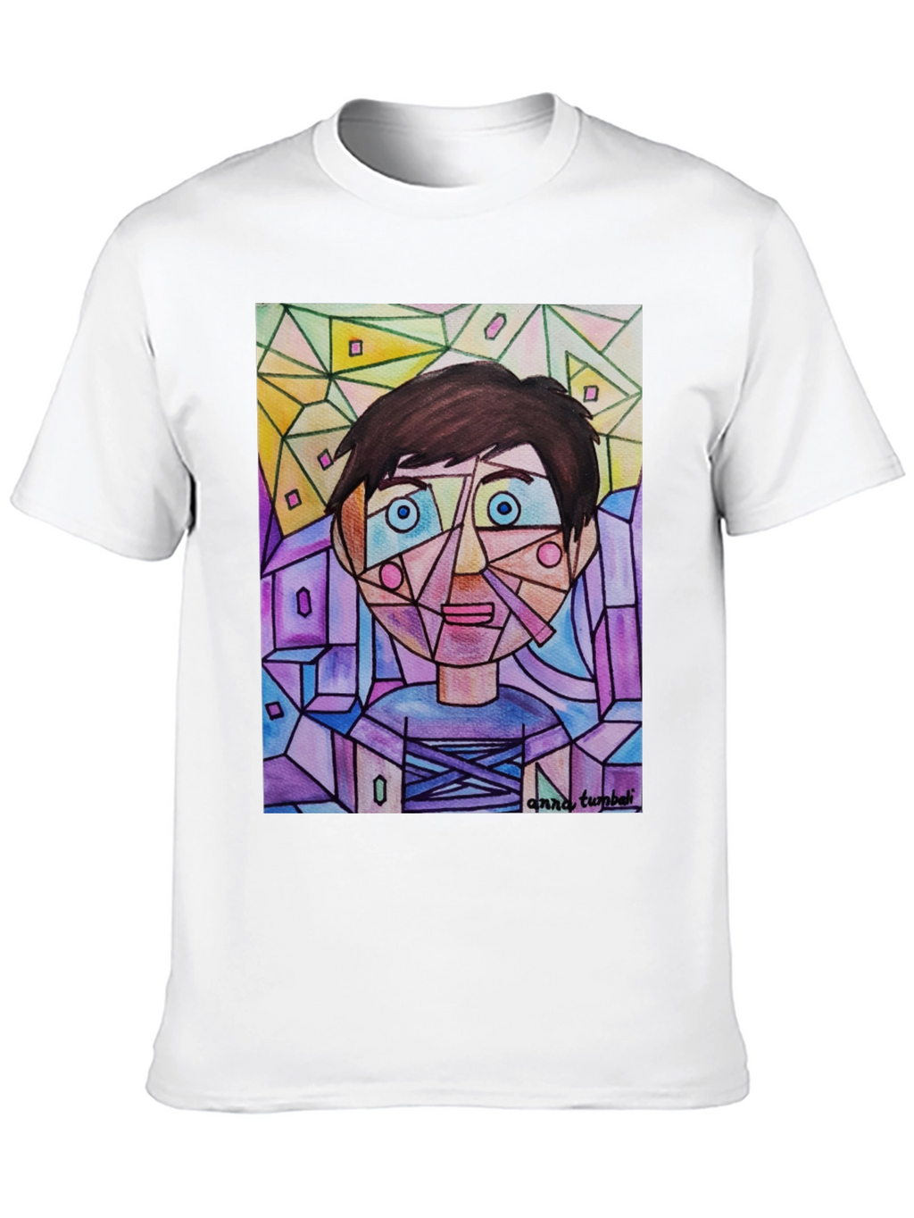 Abstract Geometric Face Graphic T-Shirt